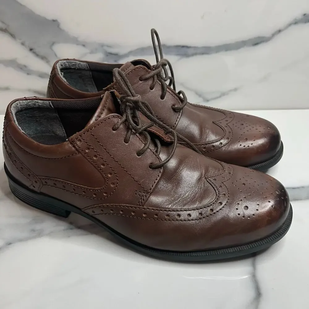 Thom McAn Men's Classic Preppy Brown Leather Bismark Oxford Dress Shoes Sz 8.5